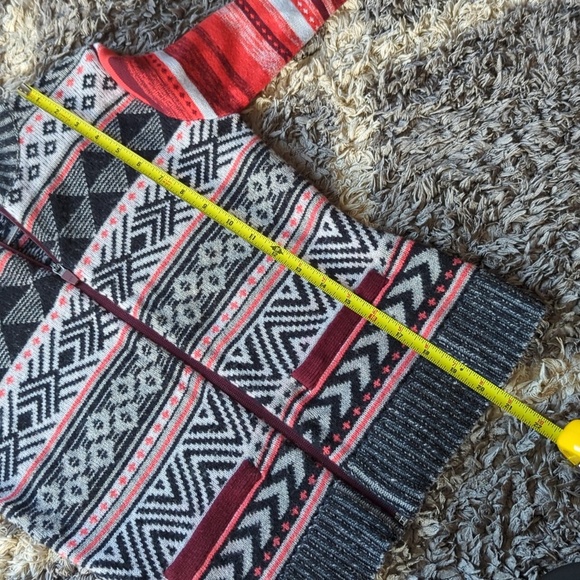 Title Nine Yarnspinner Knit Wool Blend Washable Sweater Full Zip XS Red Gray - Picture 8 of 8